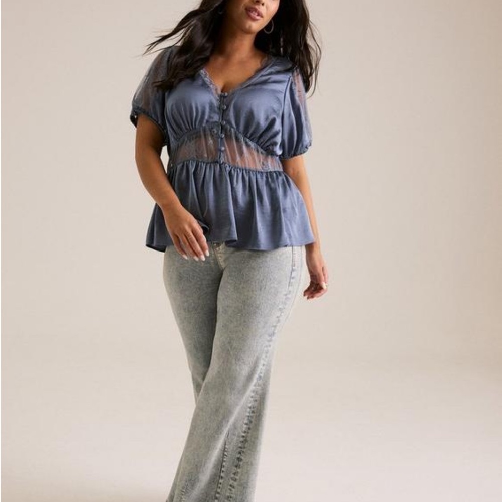 Torrid Festi Blue Peplum Top